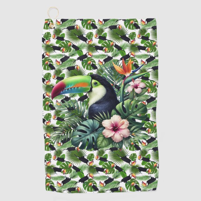 Tropical Toucan Birds. Golf Towel (Front)