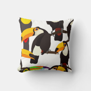 Tropical Toucan Birds Vintage Pattern Cushion