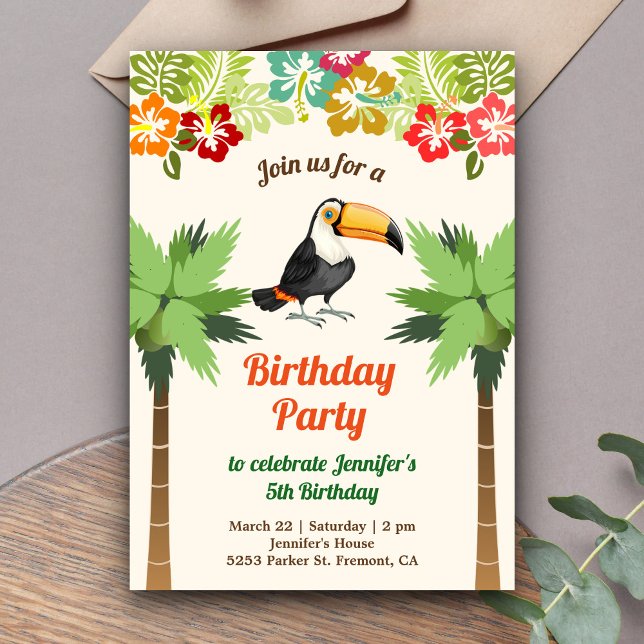 Tropical Toucan Birthday Party Invitation (Creator Uploaded)