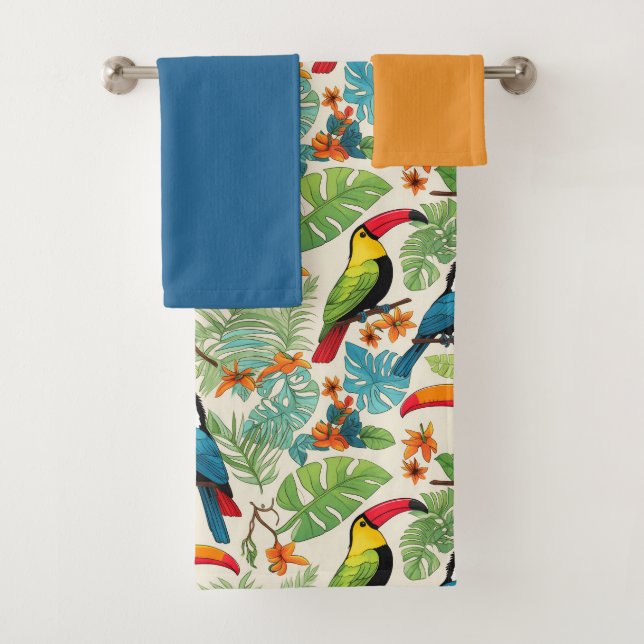 Tropical Toucan Canopy Bath Towel Set (Insitu)
