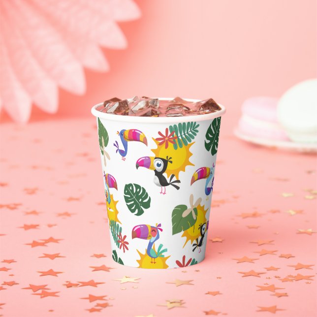 Tropical Toucan Cluster Paper Cup (Insitu)