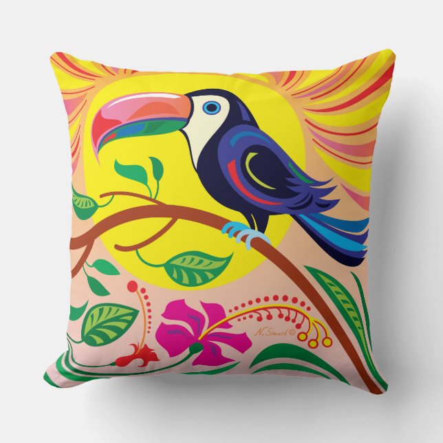 Tropical Toucan Cushion (Front)