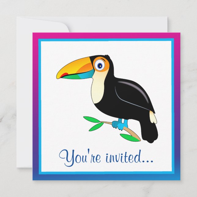 Tropical Toucan Happy Birthday Invitation (Front)