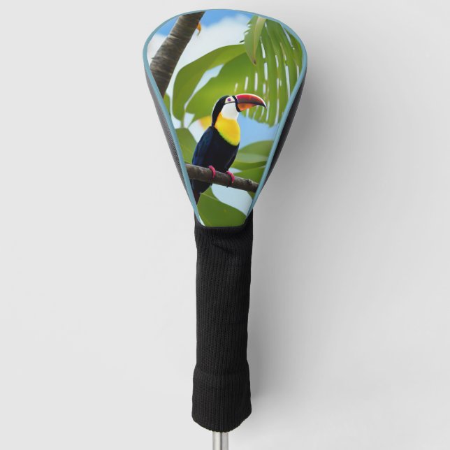 Tropical toucan in a tree golf head cover (Front)