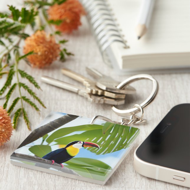 Tropical toucan in a tree key ring (Front Right)