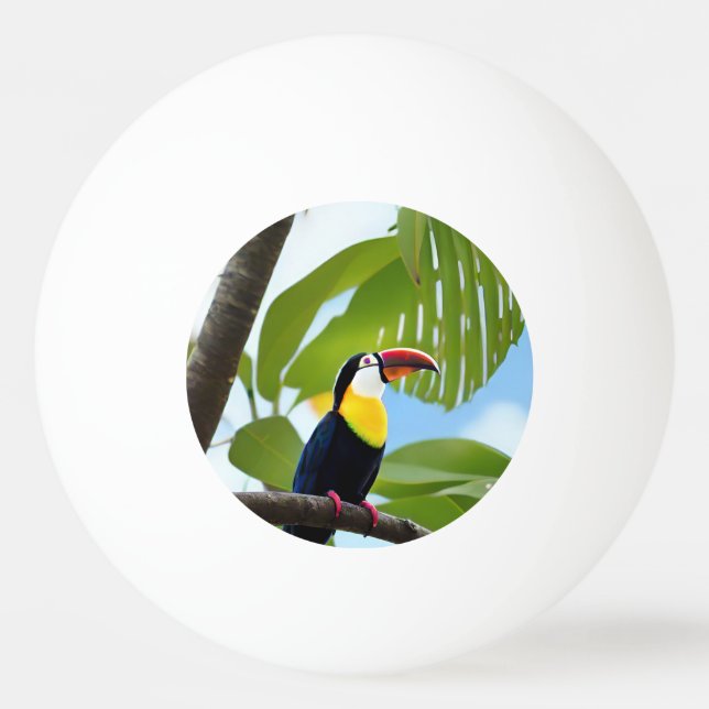 Tropical toucan in a tree ping pong ball (Front)