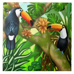 Tropical Toucan Jungle Ceramic Tile