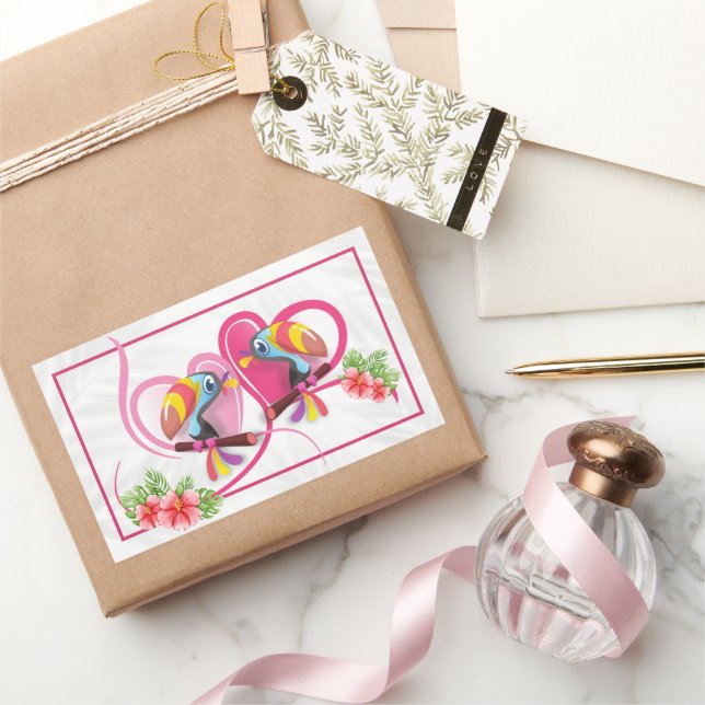 Tropical Toucan Love Rectangular Sticker (Gifting)