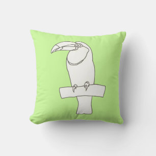 Tropical Toucan Outline Drawing Pillow