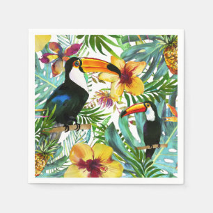 Tropical Toucan Paradise Palm Pineapple Modern Napkin