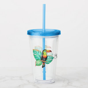 Tropical Toucan Parrot Personalised Acrylic Tumbler