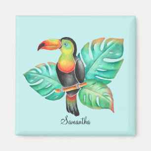 Tropical Toucan Parrot Personalised Magnet