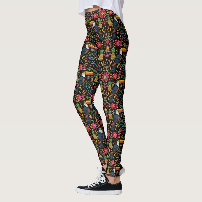 Tropical Toucan Pattern Leggings (Left)