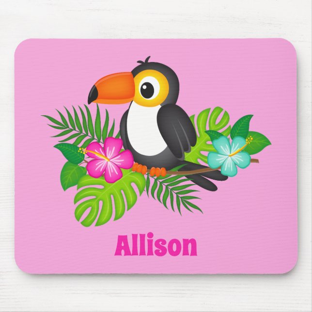 Tropical Toucan Pretty Pink  Mouse Pad (Front)