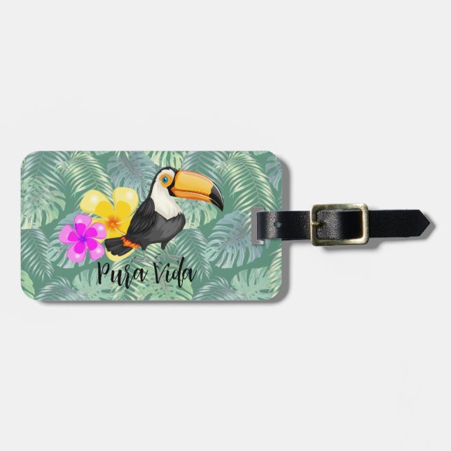 Tropical Toucan Pura Vida Design  Luggage Tag (Front Horizontal)