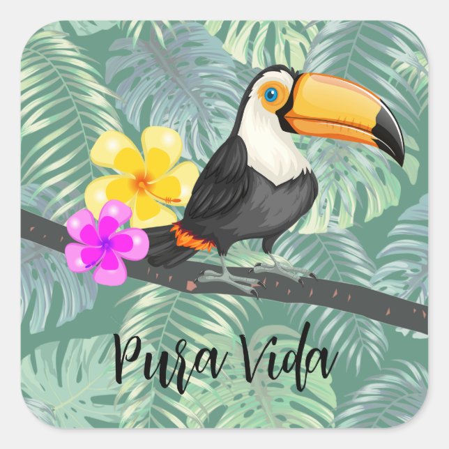 Tropical Toucan Pura Vida Design Sticker (Front)