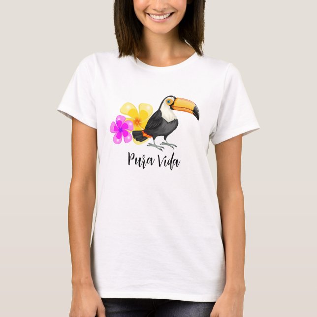 Tropical Toucan Pura Vida Design T-Shirt (Front)