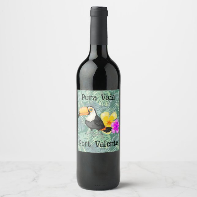 Tropical Toucan Pura Vida Wine Label (Front)
