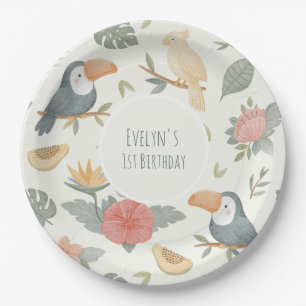 Tropical Toucan Safari Custom Name Paper Plates