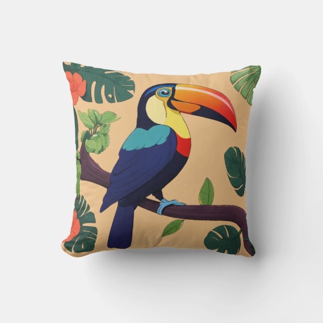 Tropical Toucan Vibes Cushion (Front)