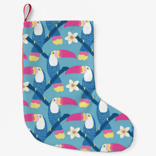 Tropical toucan: vibrant floral pattern. small christmas stocking