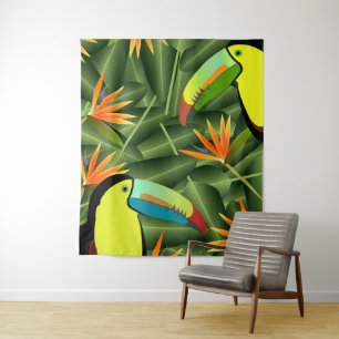 Tropical Toucans & Birds of Paradise Flowers Tapestry