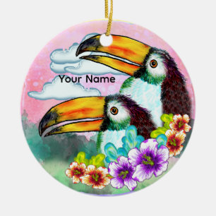 Tropical Toucans  Ceramic Ornament