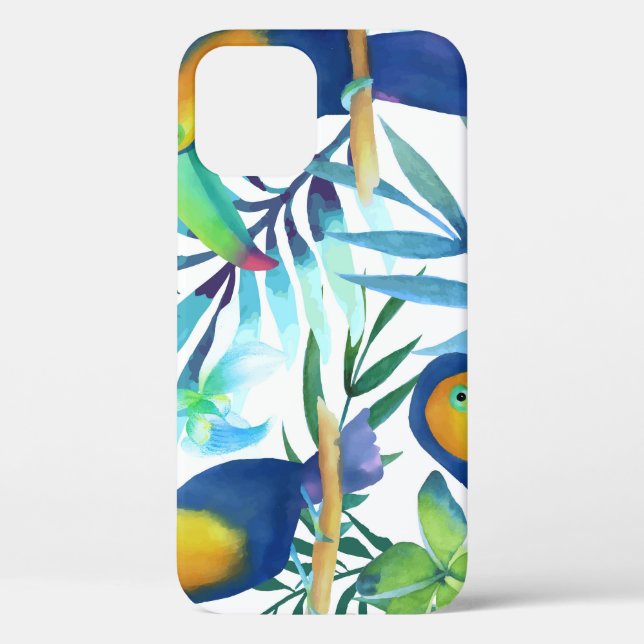 Tropical Toucans: Exotic Flower Pattern. Case-Mate iPhone Case (Back)