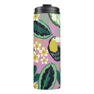 Tropical Toucans: Flower Pattern Thermal Tumbler