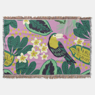 Tropical Toucans: Flower Pattern Throw Blanket