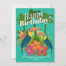 Tropical Toucans Happy Birthday Greeting Card