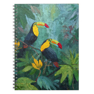 Tropical Toucans Lush Jungle Green Art Notebook