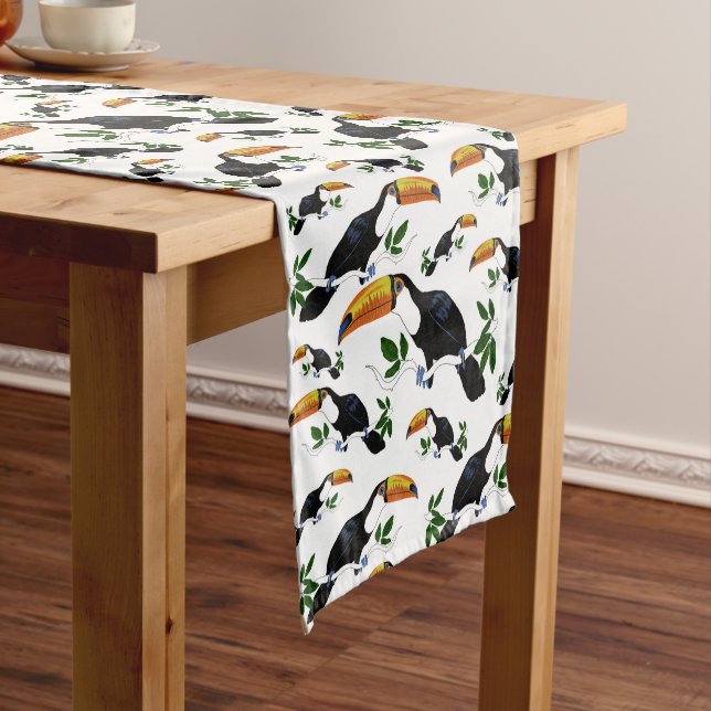 Tropical Toucans - Playful Jungle Long Table Runner (In Situ)