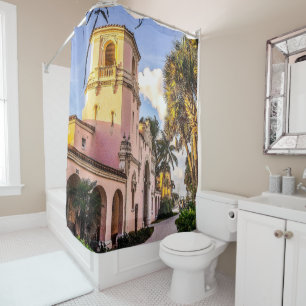 Tropical Train Station Shower Curtain