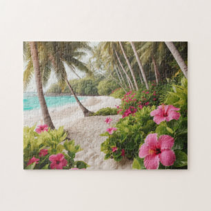 Tropical Tranquillity Palm Tree Paradise  Jigsaw Puzzle