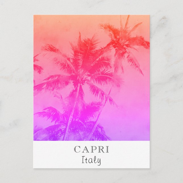 *~* Tropical Travel - AP25 Personalise  Palm Leaf Postcard (Front)