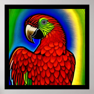 Tropical Treasure: Abstract Vibrant Parrot Artwork Poster