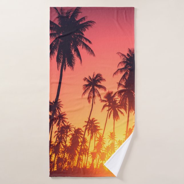 Tropical trees sunset bath towel (Bath Towel)