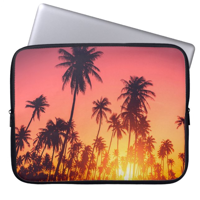 Tropical trees sunset laptop sleeve (Front)