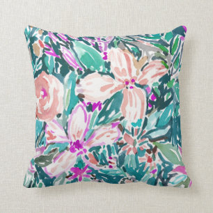 TROPICAL TREK Floral Watercolor 2-SIDED Cushion