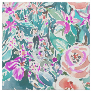 Tropical Trek Floral Watercolor Pattern Fabric