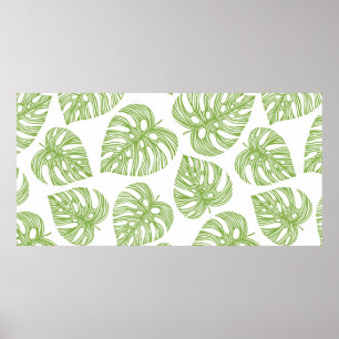Tropical trendy seamless pattern with exotic palm poster