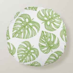 Tropical trendy seamless pattern with exotic palm round cushion