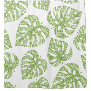 Tropical trendy seamless pattern with exotic palm shower curtain