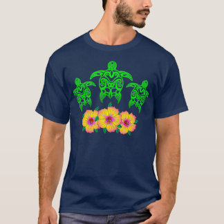 Tropical Tribal Hawaiian Hawaii Green Sea Turtle H T-Shirt