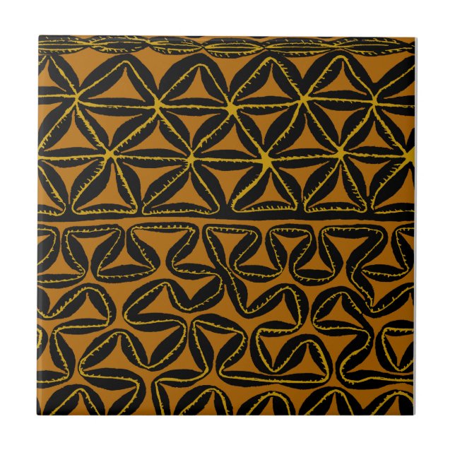 Tropical Tribal South Seas Tapa Ceramic Tile (Front)