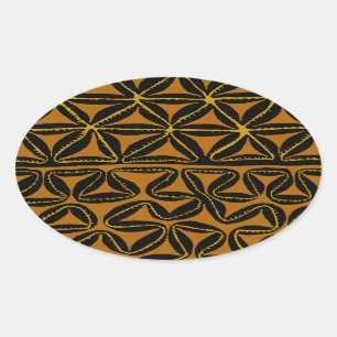 Tropical Tribal South Seas Tapa Oval Sticker