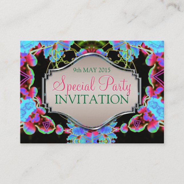Tropical Trip Fractals Mini Party Invitations (Front)