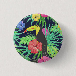Tropical Tucan and Leaves Rainforest 3 Cm Round Badge