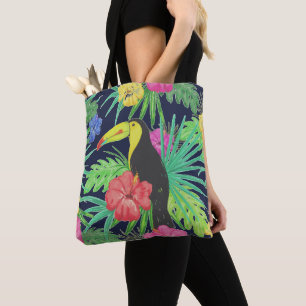 Tropical Tucan and Leaves Rainforest Tote Bag